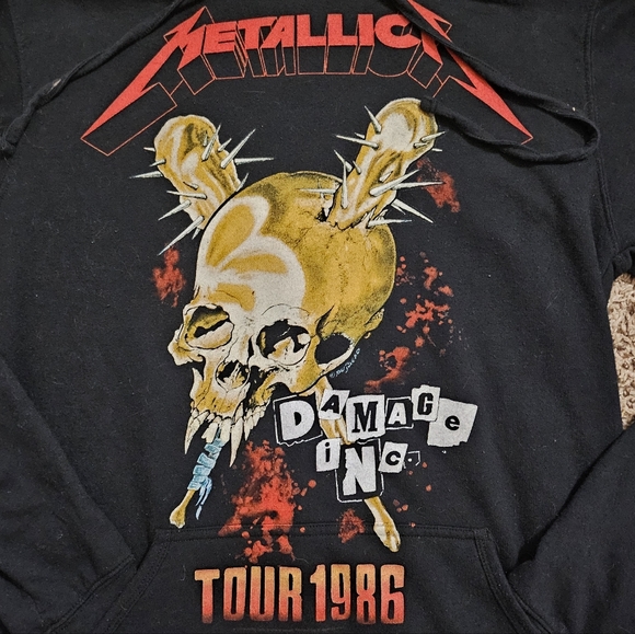 Metallica Damage Inc Tour 1986 Black Pullover Hoodie - Picture 4 of 11